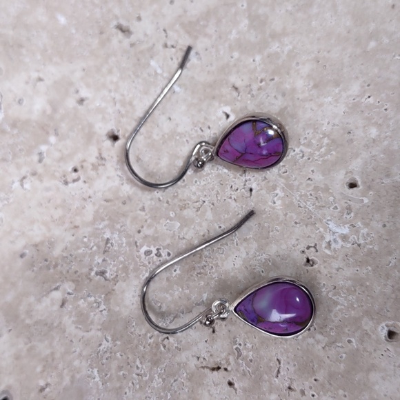 Purple Turquoise/Sterling Silver Necklace & Earrings Set - Picture 5 of 9